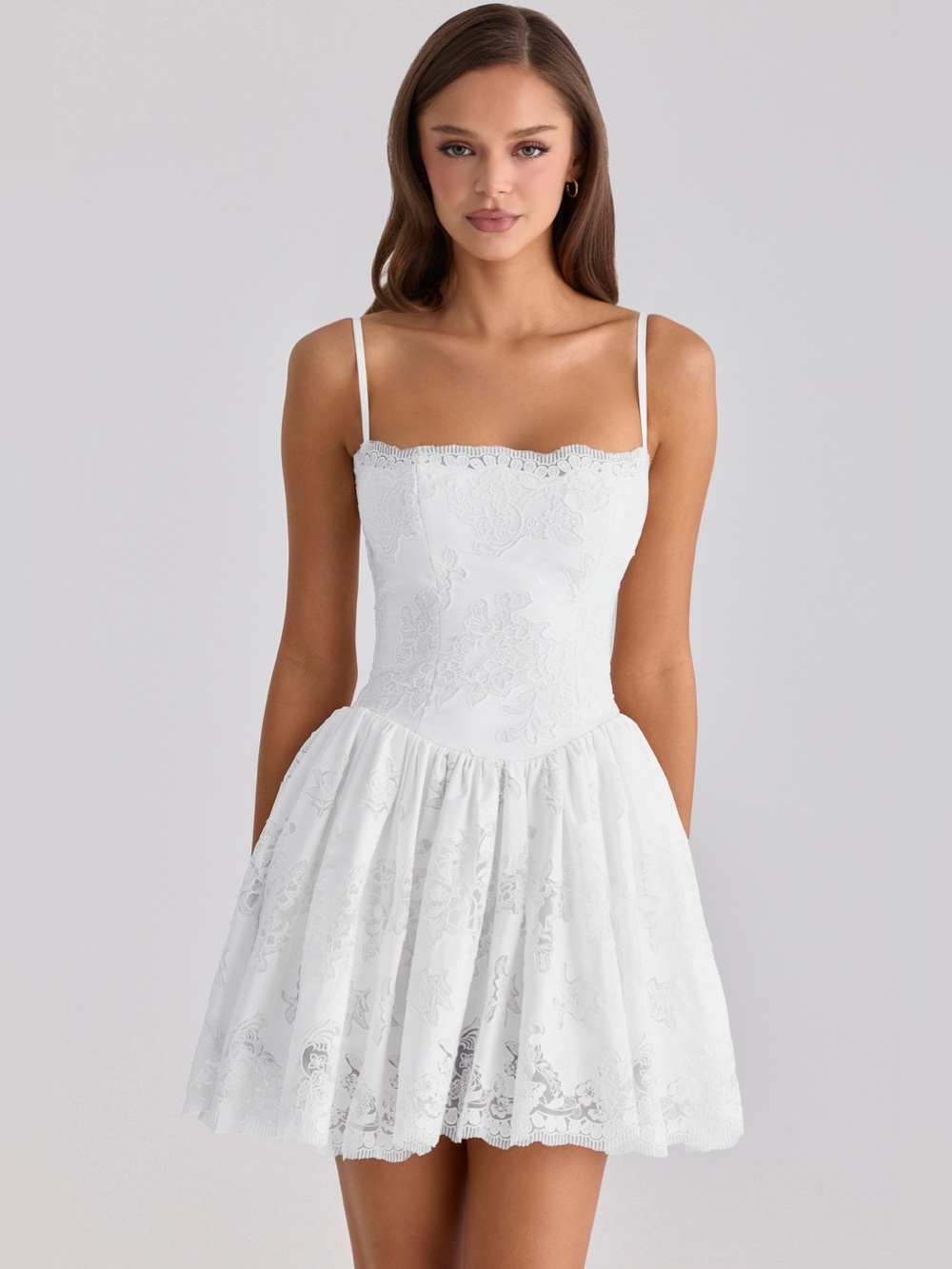 Chloe White Lace Broderie Anglaise Mini Dress size M